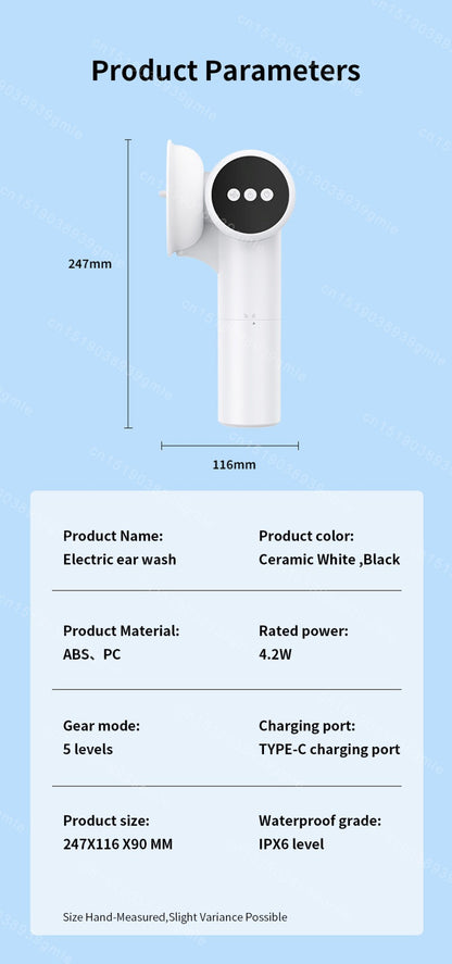Ferramenta Elétrica para Remover Cera do Ouvido Secador de Ouvido 2 em 1 Limpador Inteligente de Ouvidos Ferramentas de Limpeza de Ouvidos Sem Dor Massagem Segura à Prova d'Água de 5 Níveis