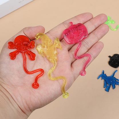 12/30PCS Halloween Stretchy Sticky Toy Kids Treat Or Trick Gift Pumpkin Ghost Witch Fun Toys Birthday Party Favors Goodie Filler