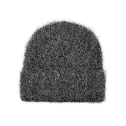Gorros de Lã de Alpaca Fofos Femininos, Chapéu Quente de Malha, Gorro de Inverno, Cor Sólida, Outono Inverno