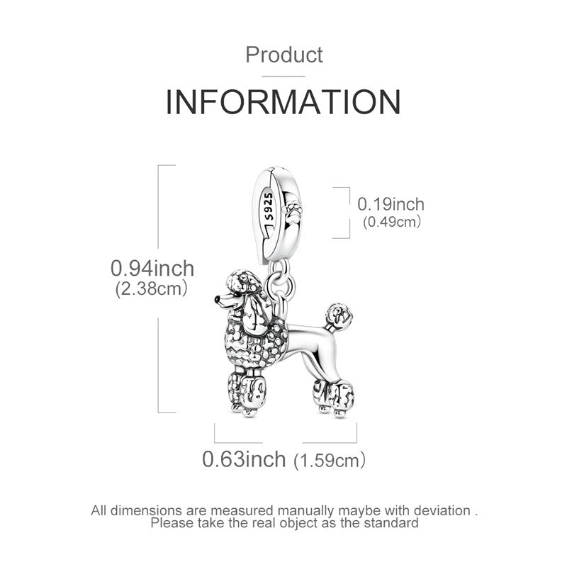 925 Sterling Silver Dog Charms French Bulldog Poodle German Shepherd Beagle Dachshund Pendants Fit Bracelets DIYJewelry Gift