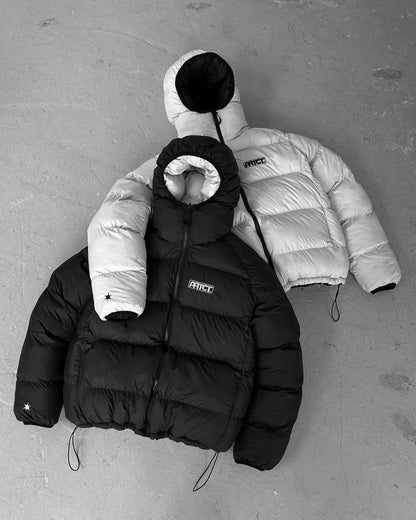 PROTECT Winter Mens Down Jacket Thicken Warm HoodIie Y2k Reversible Double Sided Zipper Coats Casual Fleece Padded Men Clothing