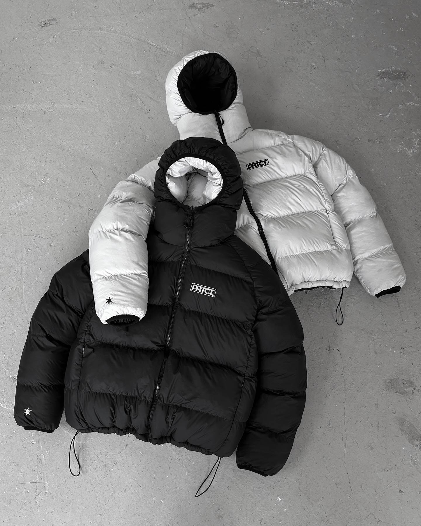 PROTECT Winter Mens Down Jacket Thicken Warm HoodIie Y2k Reversible Double Sided Zipper Coats Casual Fleece Padded Men Clothing