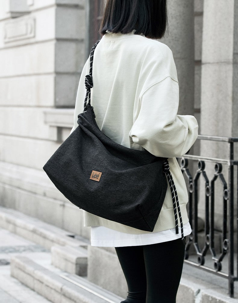 LEE Unisex Denim Blue Soft Pillow Shoulder Bags Beige Casual Simple Utility Light Ladies Large High Capacity Hobo Crossbody Bag