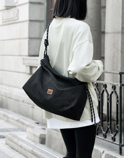 LEE Unisex Denim Blue Soft Pillow Shoulder Bags Beige Casual Simple Utility Light Ladies Large High Capacity Hobo Crossbody Bag