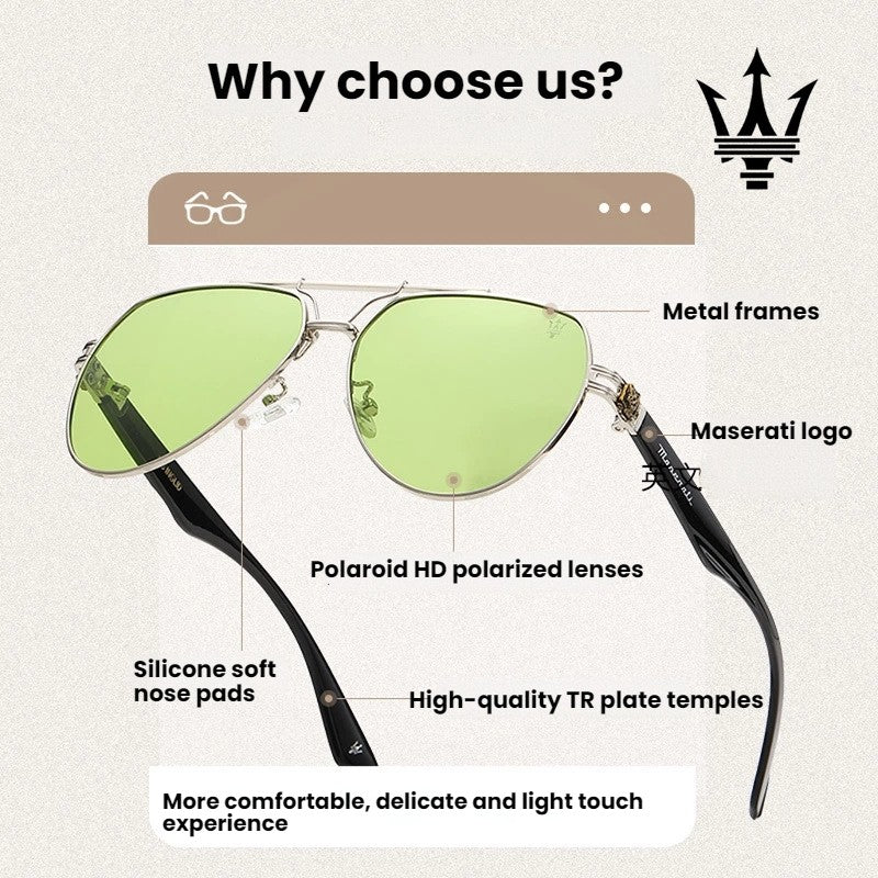 Óculos de Sol Polarizados Maserati para Homens e Mulheres - Óculos de Condução UV400 Estilo Clássico Moda de Alta Qualidade e Premium 7132