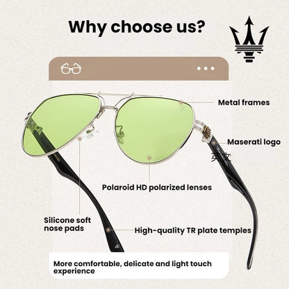 Óculos de Sol Polarizados Maserati para Homens e Mulheres - Óculos de Condução UV400 Estilo Clássico Moda de Alta Qualidade e Premium 7132