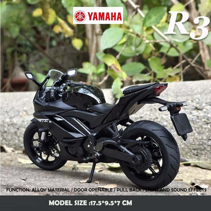 Simulação 1/12 Yamaha R3 Liga Modelo de Motocicleta Luz e Som Carro de Brinquedo para Crianças Menino Presente de Aniversário Miniatura Voiture