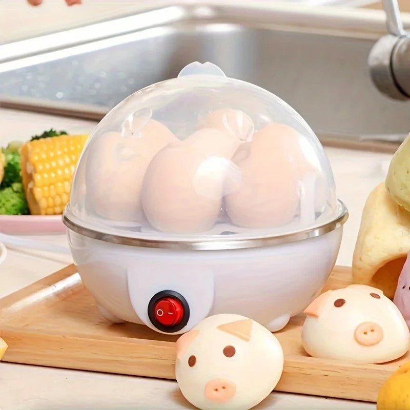 1-Person Mini Egg Cooker Automatic Power off Multi-Functional Steamed Egg Boiled Egg Maker for Breakfast Home Kitchen Appliance