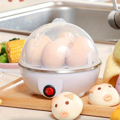 1-Person Mini Egg Cooker Automatic Power off Multi-Functional Steamed Egg Boiled Egg Maker for Breakfast Home Kitchen Appliance