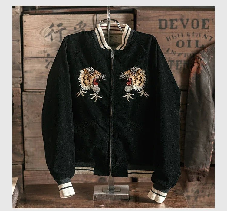 Non Stock Suka Reversible Souvenir Jacket Embroidered Sukajan Baseball Outerwear