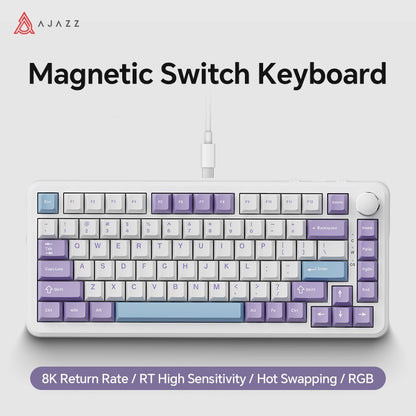 AJAZZ AK820 MAX HE Teclado Gamer Magnético de Efeito Hall, Acionamento Ajustável, Taxa de Sondeo de 8KHz, Gasket, Teclado com Fio