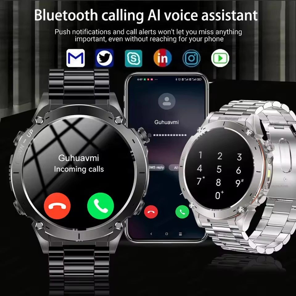Smartwatch GUHUAVMI IOS Ultra GPS 2025 Novo à prova d'água 10ATM Bússola GNSS de banda dupla integrada Esportivo Militar Masculino Pulseira para NATAÇÃO
