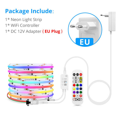 Tuya Smart WIFI RGBIC COB LED Strip Light Tape Addressable WS2811 IC Flexible RGB Neon LED Light 12V APPControl for Alexa Google