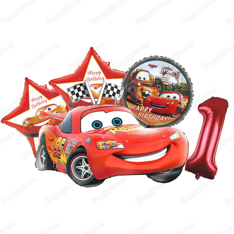 Cartoon Lightning Car Theme Foil Balloons Set Number 1-9 Balloon Cartoon Car Happy Birthday Party Decoration Supplies Party Prop