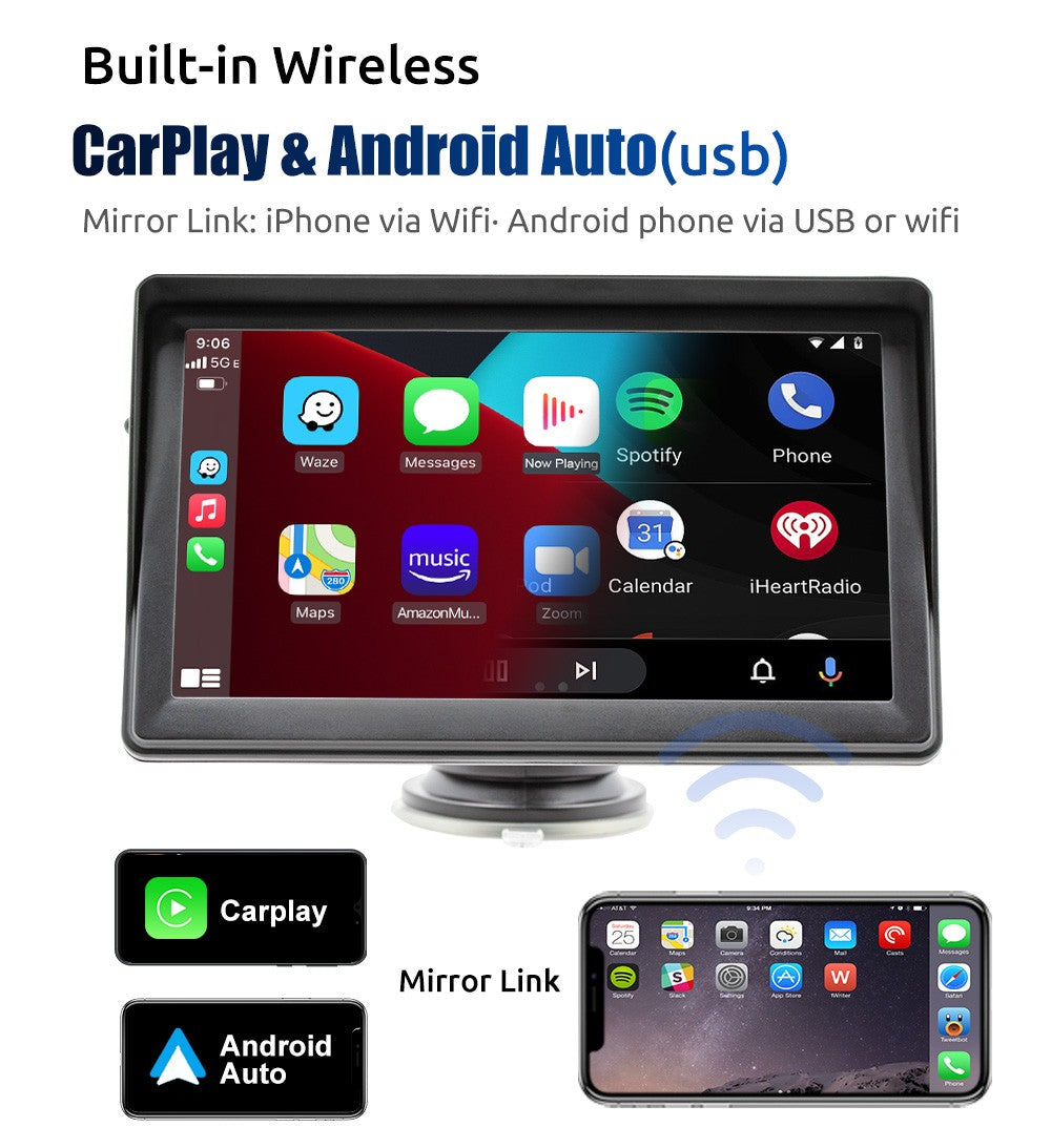 Portable Car Radio Multimedia Video Player Wireless CarPlay Android Auto 7inch Touch Screen With AUX FM For Rear View Camera ?