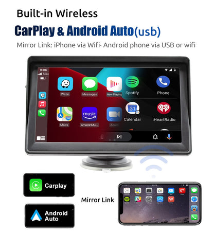 Portable Car Radio Multimedia Video Player Wireless CarPlay Android Auto 7inch Touch Screen With AUX FM For Rear View Camera ?