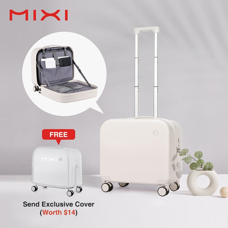 Mixi Carry On Suitcase 16 Inch Men Boarding Cabin Women Luggage Rolling Spinner Wheels Travel Bag 34L 100% PC Lightweight