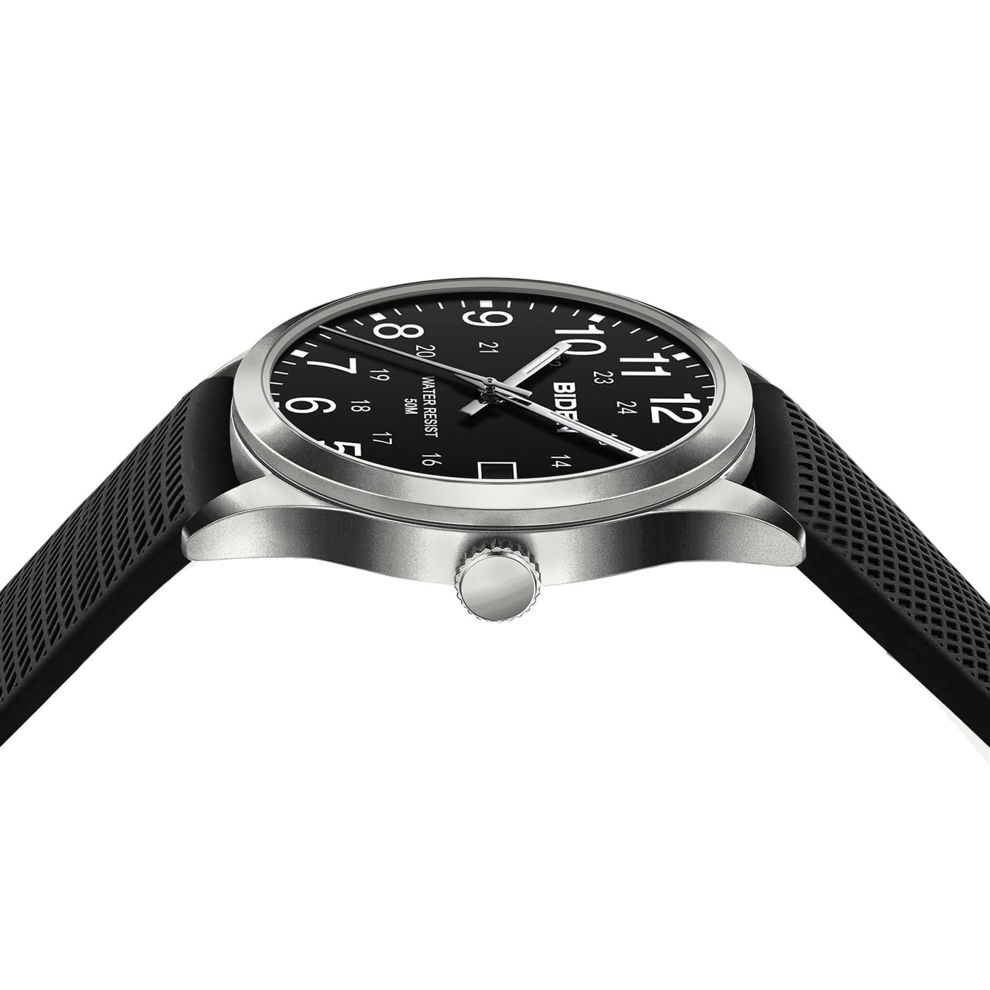 BIDEN Men's Watch Simulated Quartz Sports Men's and Women's Watch 30 Waterproof Second Hand Luminous Easy to Read Dial