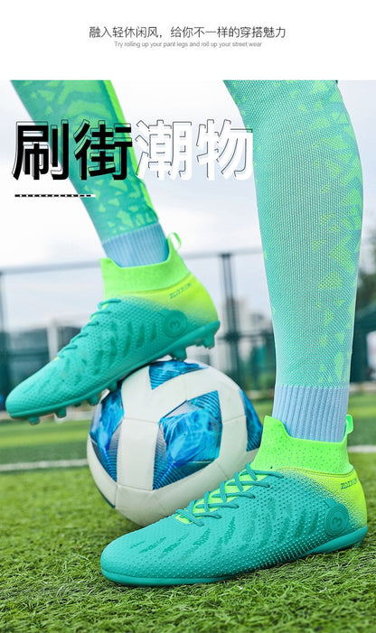 New High Top Football Shoes Cleats Soccer Shoes Boys And Girls Broken TF Nails For Adult Competitions Long Nails Training Boots