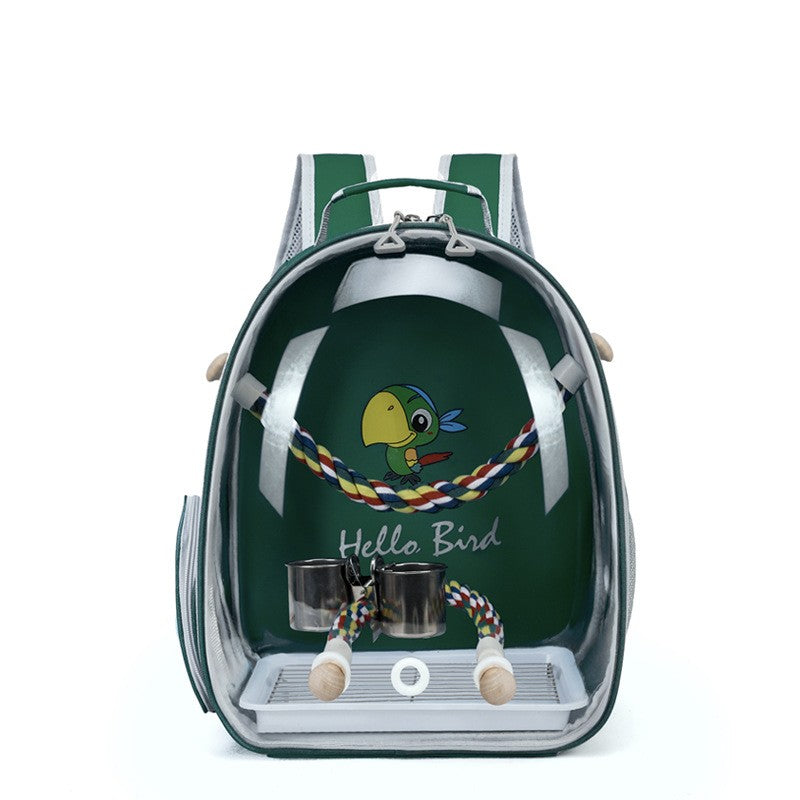 Mochila para Transporte de Pássaros com Poleiro de Corda e Bandeja para Papagaio Periquito Arara Calopsita Gaiola Acrílica para Animais de Estimação Bolsa para Pássaros