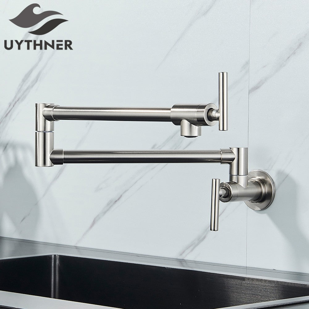 Brushed Gold Rotated Kitchen Sink Faucet Cold Water Tap Brass Basin Sink Swivel Faucets Wall Mounted Faucet