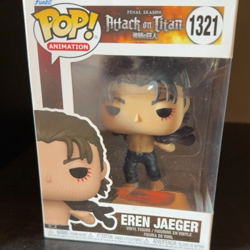 Attack On Titan Action Funko Pop Official Genuine Action Doll Model Eren Jaeger #1321 Vinyl Sculpture Dolls Q Version Gift Toy