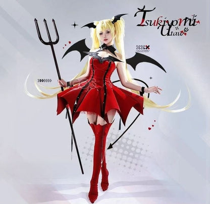 Anime Shugo Chara Tsukiyomi Utau Devil Transformation Cosplay Costume Full Set Women Halloween Cos Outfit With Horns Accessories