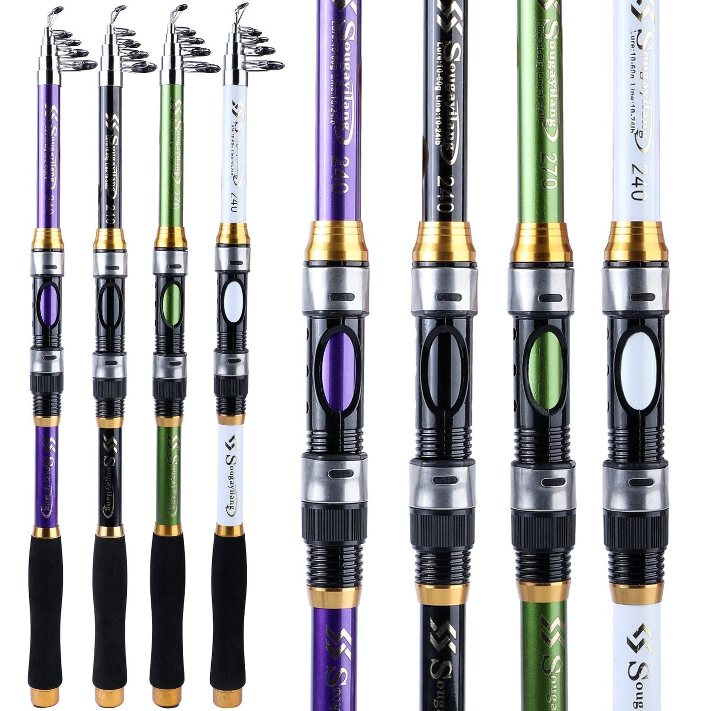 Sougayilang 4 Cores Telescópica Vara de Pesca 1.8m-3.3m Fibra de Vidro Cabo EVA Carpa Spinning Vara de Pesca Peso de Pesca 4.5kg