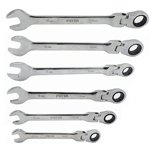 FEITA Flexible Ratchet Wrench 8-19mm Spanner Gear Ring Ratcheting Combination Flexi Wrench Kit Metric Flex Head keys Car Tools