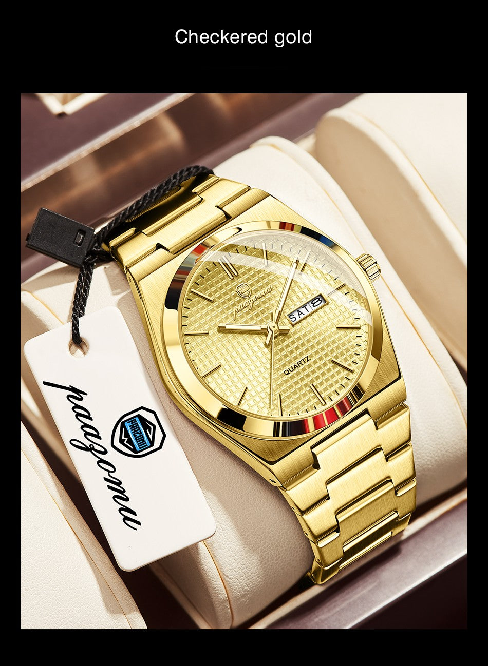 PAAZOMU Relógio Masculino de Luxo Original Moda Luminoso À Prova D'água Cronógrafo Data Relógio Masculino Couro Quartzo Relógios Masculinos Reloj
