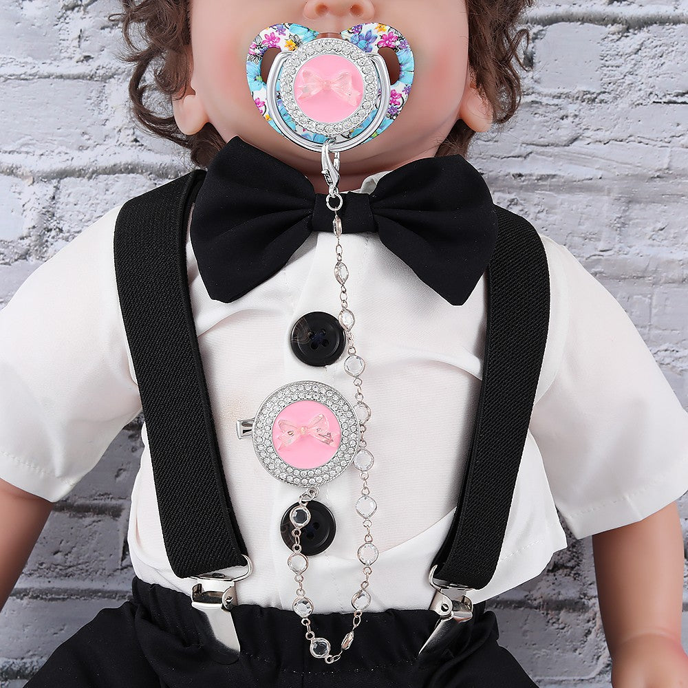 Luxury Baby Corwn Pacifier Clip For Baby Shower Gift BPA Free Silicone Pacifier Gold Bling Newborn Dummy Soother Chupetes
