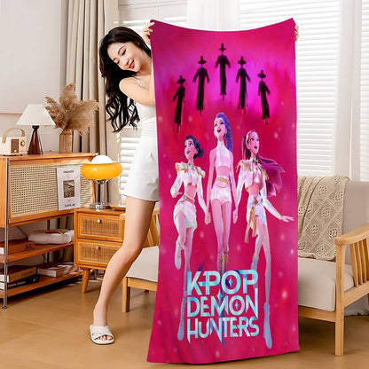 Kpop D-demon Hunters Microfiber Beach Towel Absorbent Quick Dry Soft Yoga Swimming Resort Mountain Climbing Towel