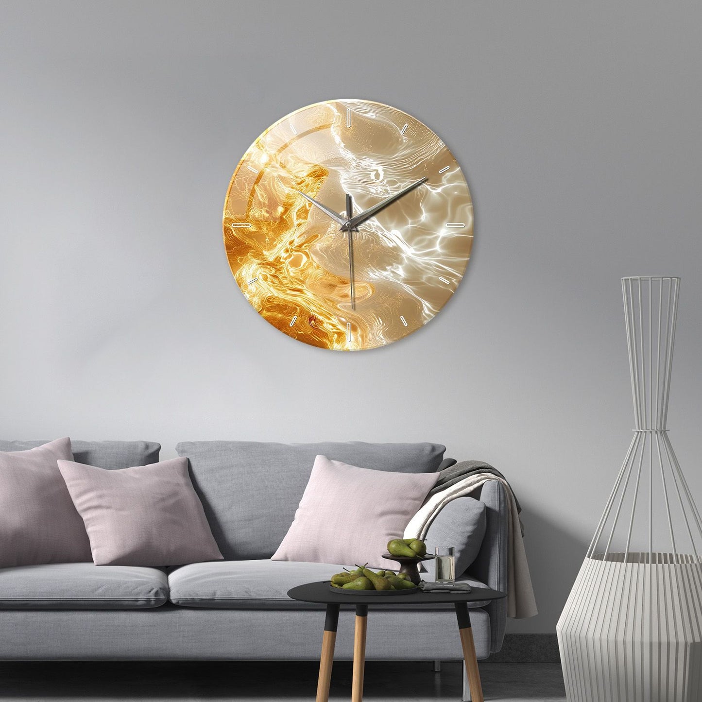 1pc glass wall clock, modern light luxury gold design wall clock, silent clock, home decoration, living room bedroom decoration