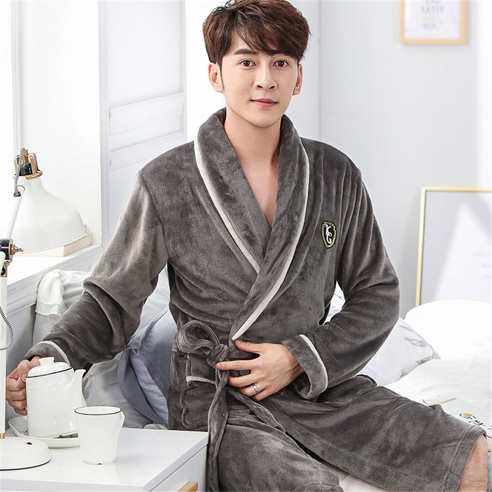 Large Size 3XL Flannel Robe Kimono Bathrobe Gown Winter Coral Fleece Sleepwear Nightwear Loose Thickened Home Wear Loungewear