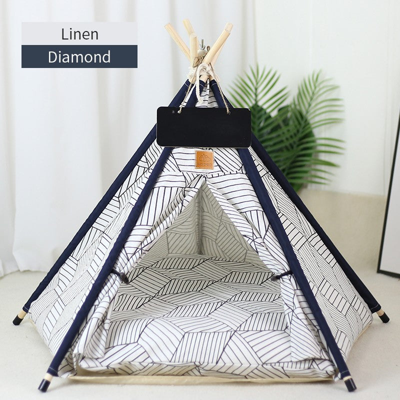 Tenda Tipi para Gatos e Cães, Portátil, Removível, Lavável, Casinha Interna para Filhotes com Almofada e Lousa, Cama para Gato