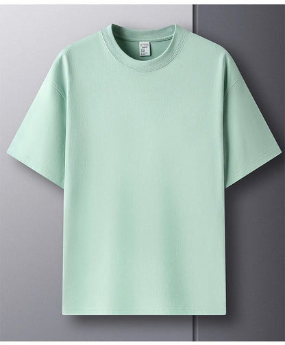 100% Pure Cotton Summer High-end Brand Men's Short Sleeve Round Neck Fashionable Style Half Sleeved Top Breathable T-shirt