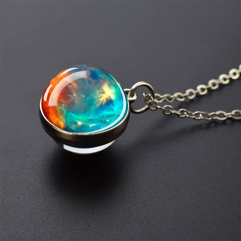 Colares Aurora Yin Yang Fênix de Gelo e Fogo Pingente de Bola de Vidro Dupla Face Colar de Correntes da Moda Joias Legais Feminino Masculino