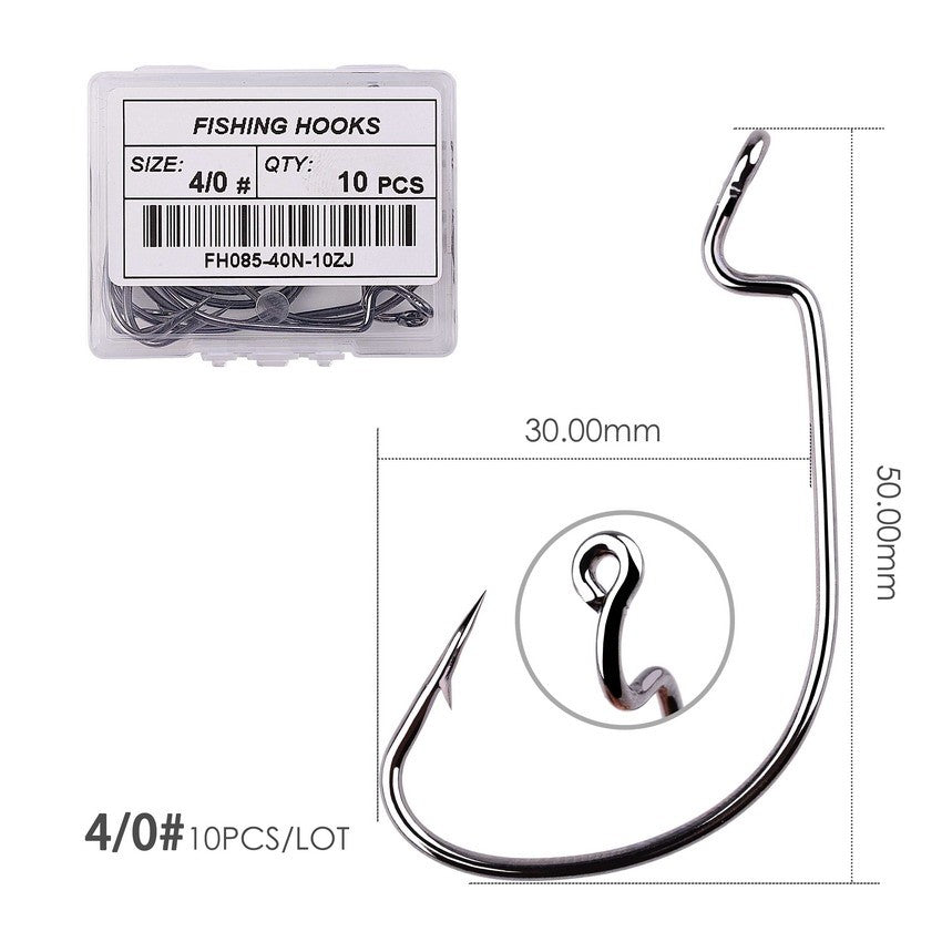 10 pçs/caixa Anzol Offset 8# - 5/0# anzol crank para isca soft worm anzol crankbait pesca acessórios pesca anzóis