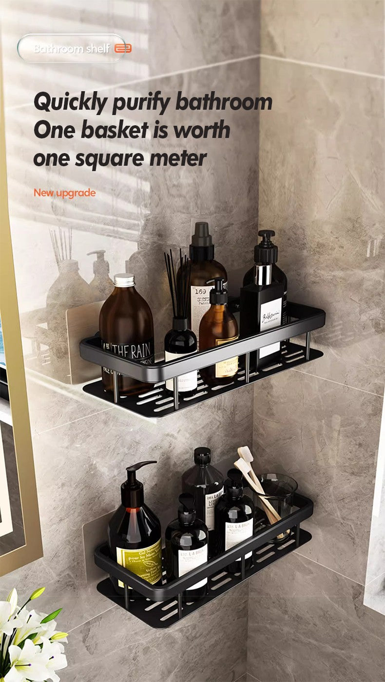 Prateleira de Armazenamento para Banheiro Aço Inoxidável Antiferrugem Prateleira de Chuveiro com Ventosa Utensílios Domésticos de Armazenamento