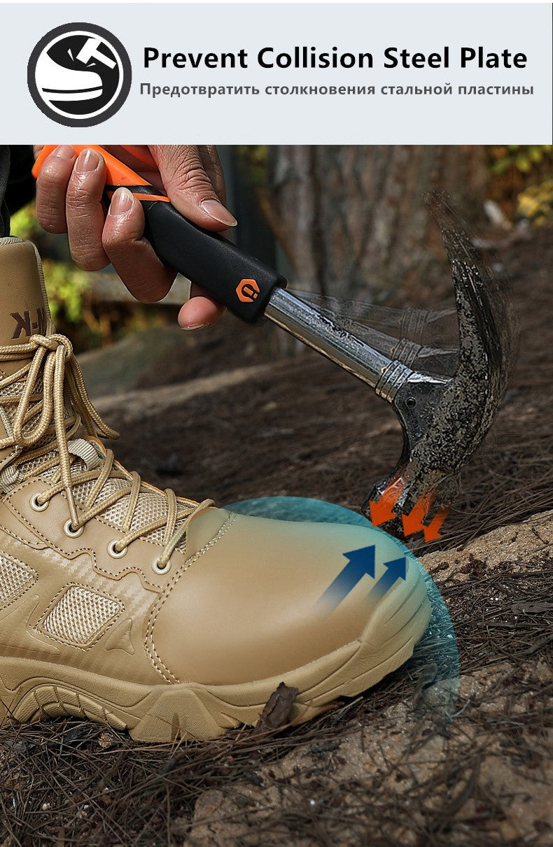 Botas de Segurança Masculinas Impermeáveis para Exteriores com Bico de Aço, Botas de Trabalho Masculinas Antiesmagamento com Bico de Aço, Tamanho 47