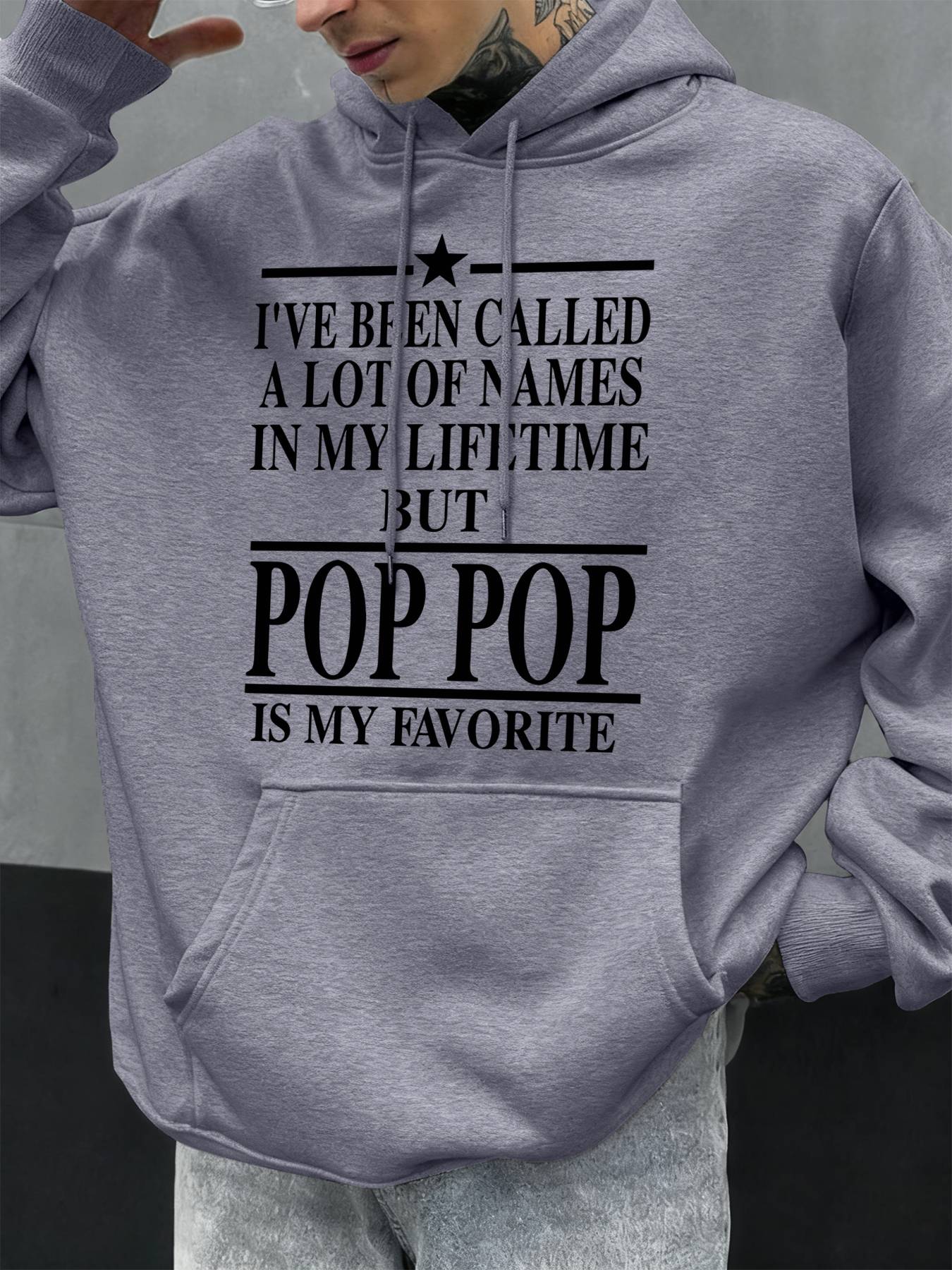 I Like The Word Pop Pop Printed Mens Hoodie Oversize All-Match Hoody Autumn Fleece Tops Casual Clothing Pocket Soft Streetwear