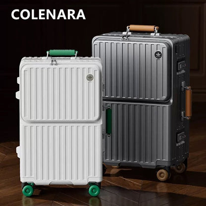 COLENARA Multifunctional Suitcase Front Opening Boarding Case Laptop Trolley Case USB Charging 20"24"26 Inch Travel Luggage