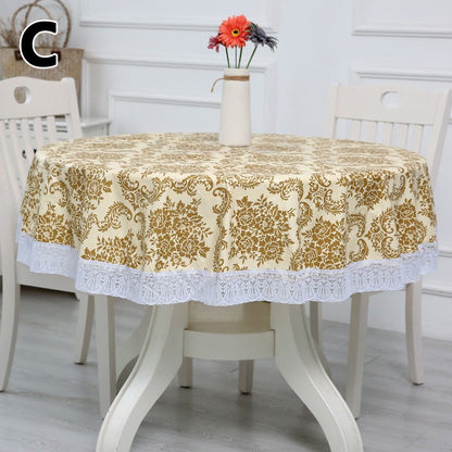 137/152/180/200/220cm 7Colors Oil-proof Flower Grid Round Table Cloth Waterproof Party Festival Surface Cover Picnic Blanket