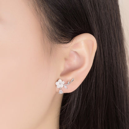 Brincos agulha em prata esterlina 925, moda, joia de alta qualidade, zircônia de cristal com fileira dupla, redondos, modelo H009