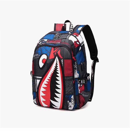 Mochila Escolar Infantil Mochila de Viagem Desenho Tubarão Mochila de Aluno do Ensino Fundamental Mochila Infantil