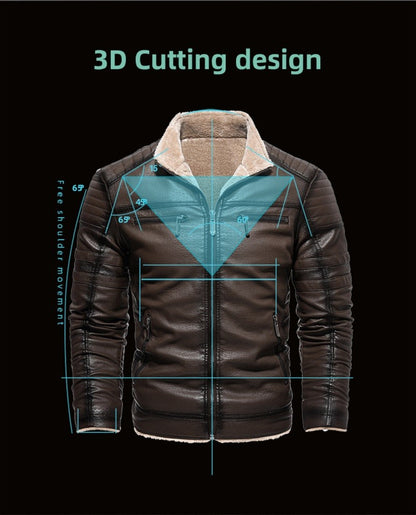 2024 Men Faux Leather Jacket High Quality Casual Zipper Fleece Warm Coats Winter Men Vintage Motorcycle Leather Jacket Men S-4Xl