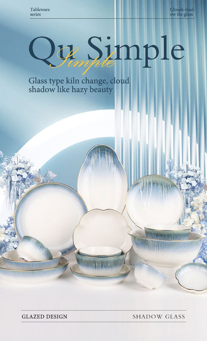 Conjunto de Tigelas de Cerâmica Louça de Osso Porcelana Utensílios de Mesa Combinação de Talheres para Casa Louça de Cerâmica de Alta Qualidade Pratos de Cerâmica Conjuntos de Jantar