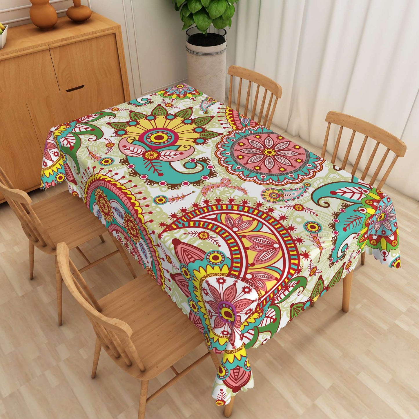 Bohemian Mandala Tablecloth Rectangular Table Decor Polyester Washable Durable Table Cover for Dining Office Kitchen Picnic