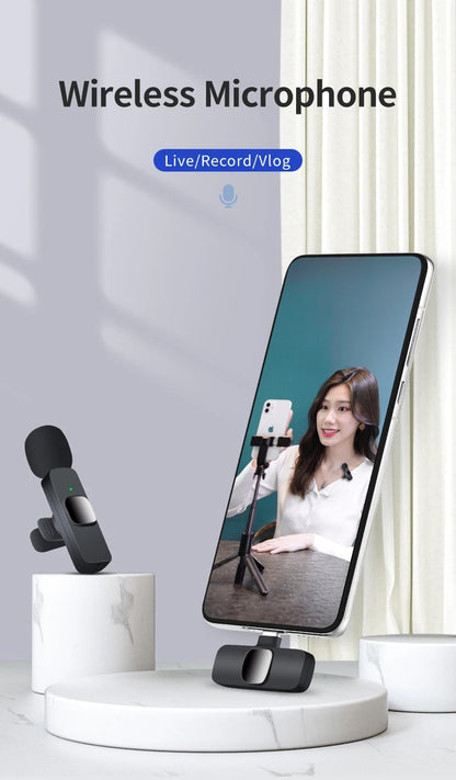 Basix Microfone de Lapela Sem Fio 2.4G Portátil para Gravação de Áudio e Vídeo Mini Microfone para iPhone Android Transmissão ao Vivo Jogos Telefone