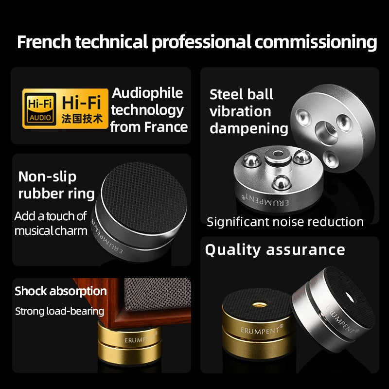 4PCS High Quality Audiophile Shock Damping Pad Steel Ball Stand Feet Speaker Stabilizer CD Amplifier Spikes Stand Feet Pad